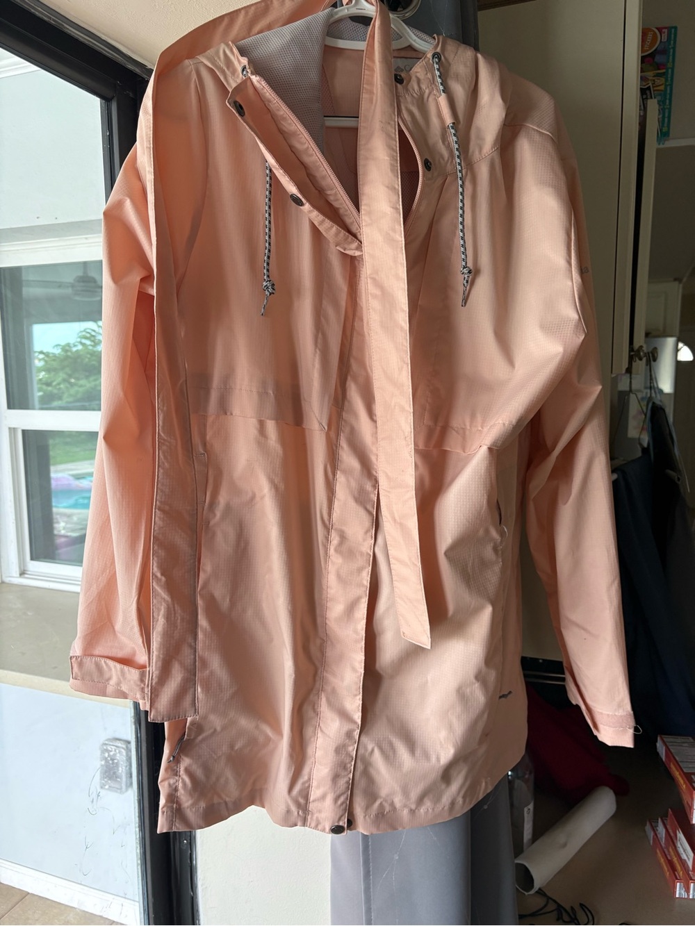 Columbia Peach Hooded Women's Trench Coat